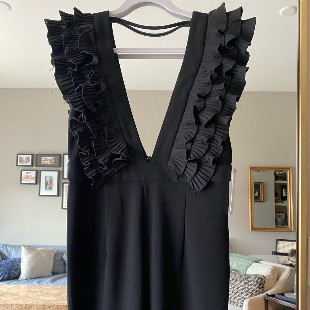 SHOP RED DRESS - Black Frilly Sleeveless Jumpsuit - NWT - Large (Ever After)